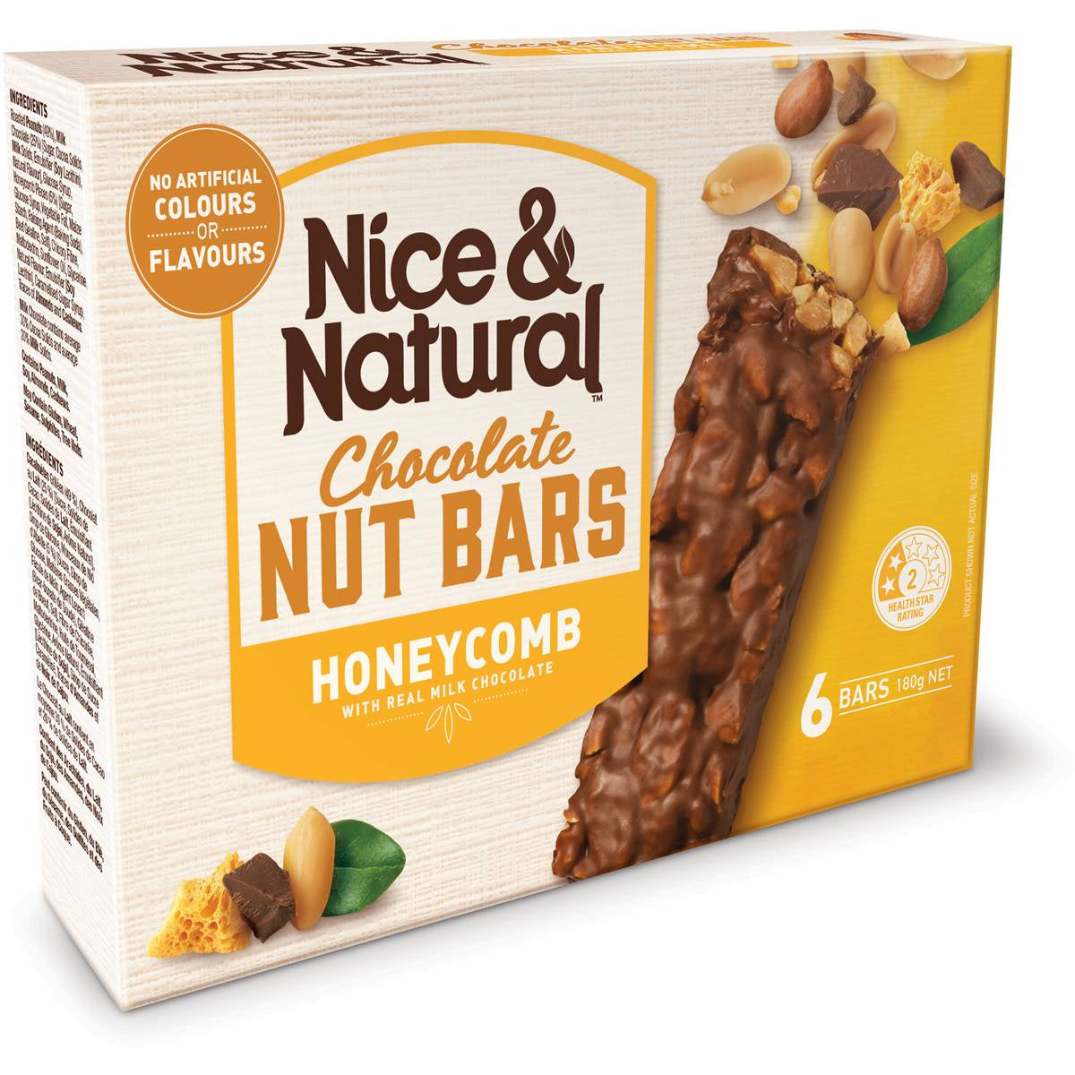 Nice & Natural Chocolate Nut Bars Honeycomb 180g