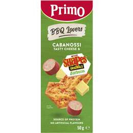 Primo Trio Cabanossi, Cheese and Arnotts BBQ Shapes 50g