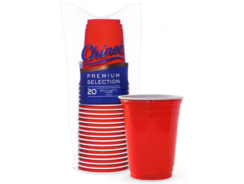 Chinet Plastic Big Red Cups 540ml 20pk