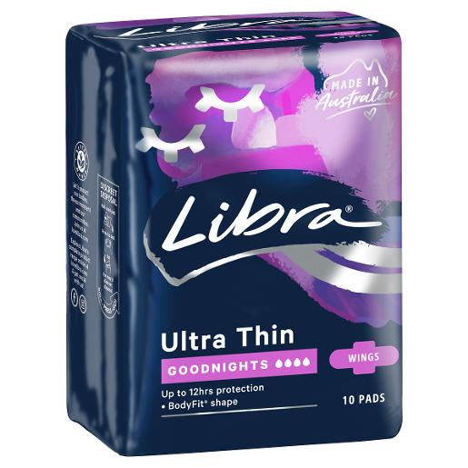 Libra Ultra Thin Goodnights Sanitary Pads With Wings 10 Pack
