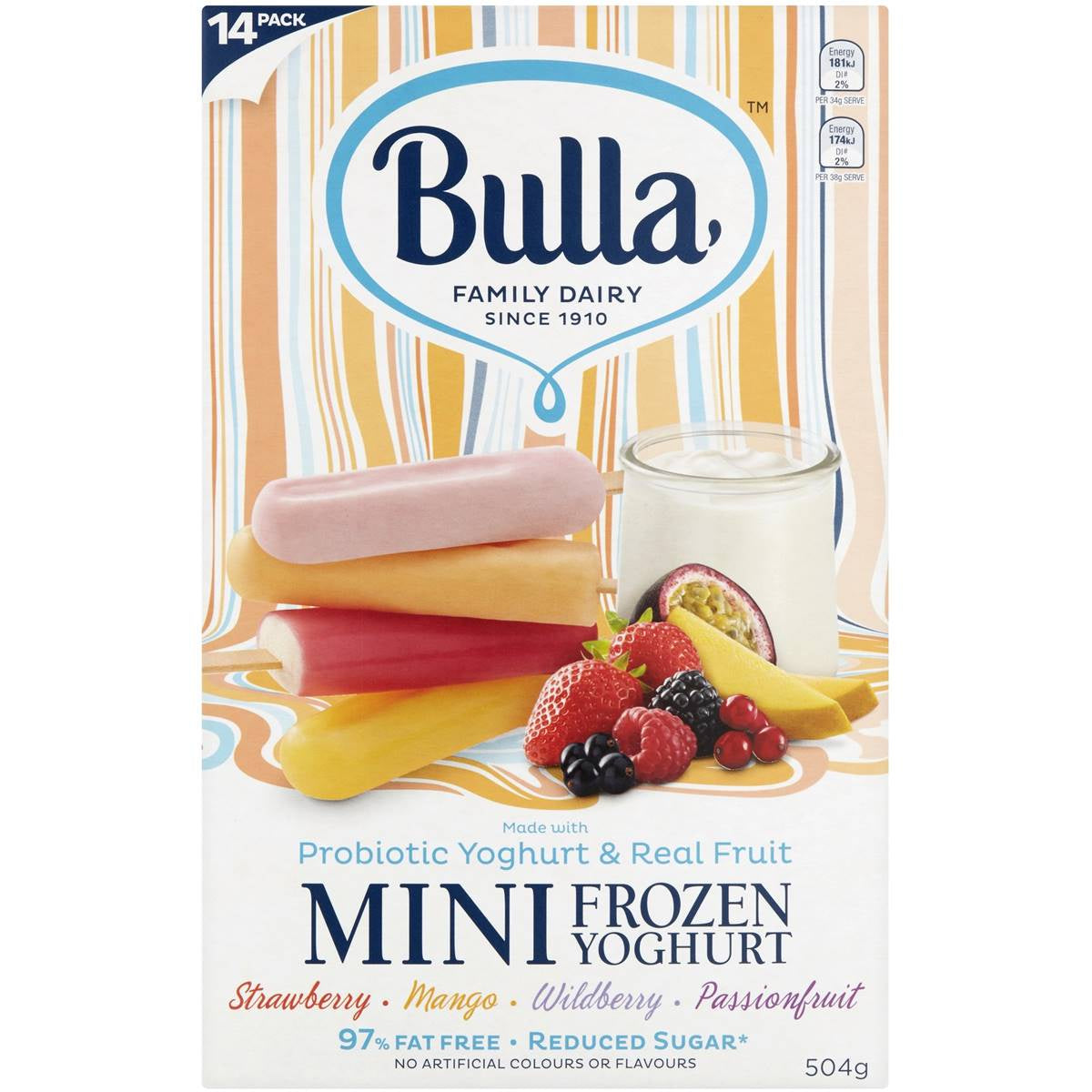 Bulla Mini Frozen Yoghurt Stick Assorted 14 Pack