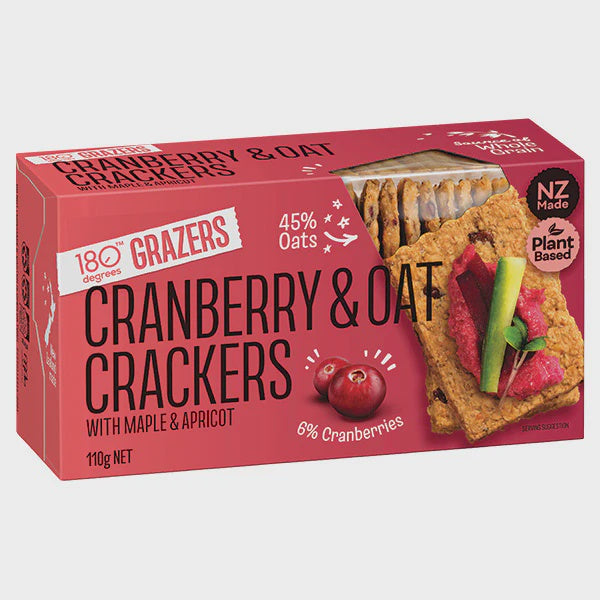 180 Degrees Grazers Cranberry & Oat Crackers 100g