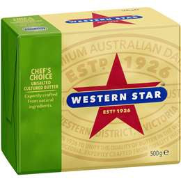Western Star Butter Unsalted 500g