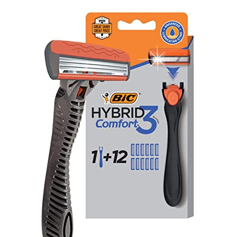 Bic Hybrid 3 Comfort Razor + 12 Cartridges