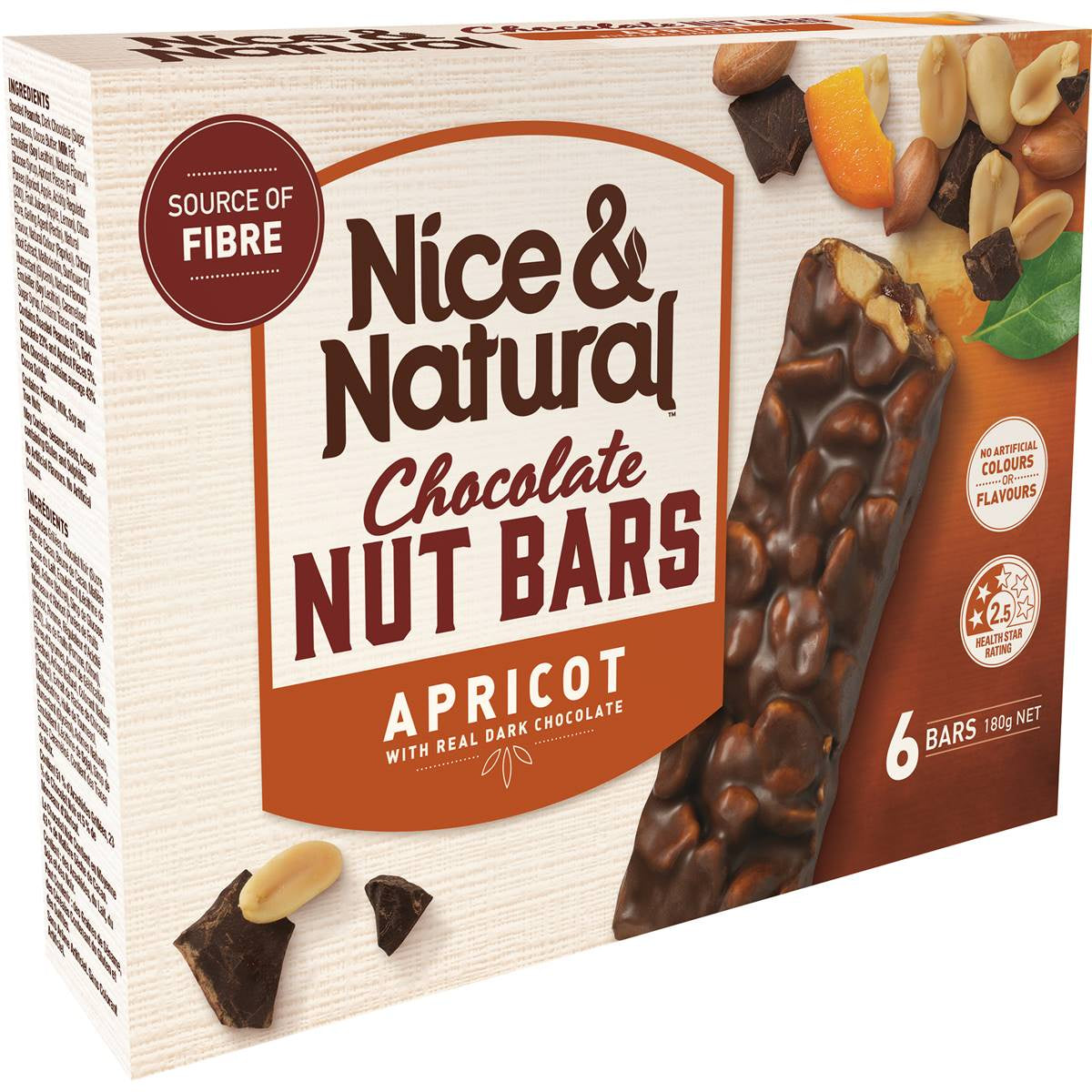 Nice & Natural Chocolate Nut Bar Apricot 6 Pack