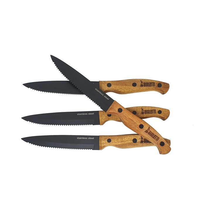 Acacia Handle With Black Handle 4x5 inch Steak Knife Set