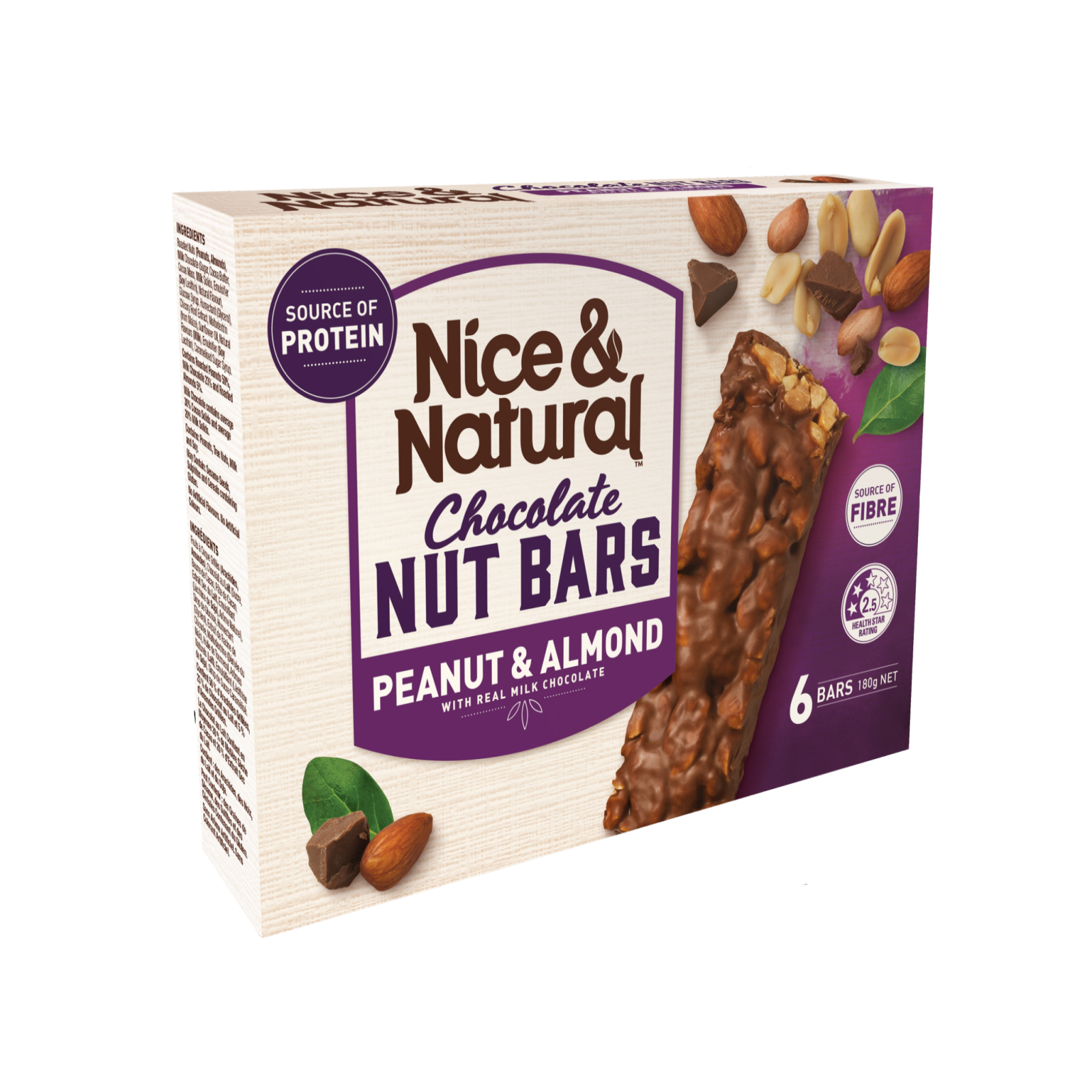 Nice & Natural Chocolate Nut Bar Peanut & Almond 6 Pack
