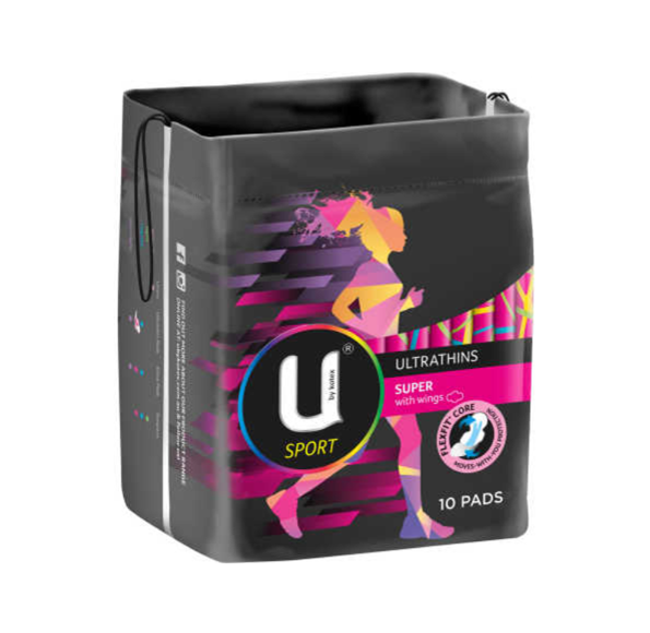 U by Kotex Ultrathins Sport Super with Wings 10 Pack