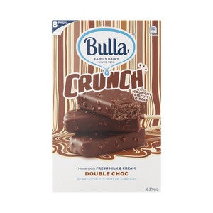 Bulla Crunch Double Choc Ice Cream Sticks 8 Pack