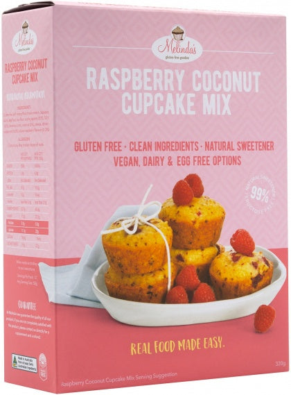 Melindas Raspberry Coconut Cupcakes GF Premix 320g