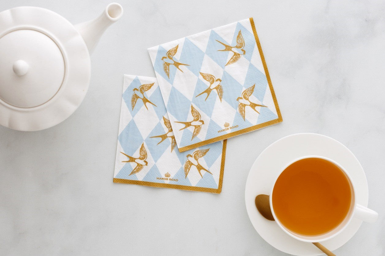 Manor Road Napkins Flying Swallows Cocktail 20pk