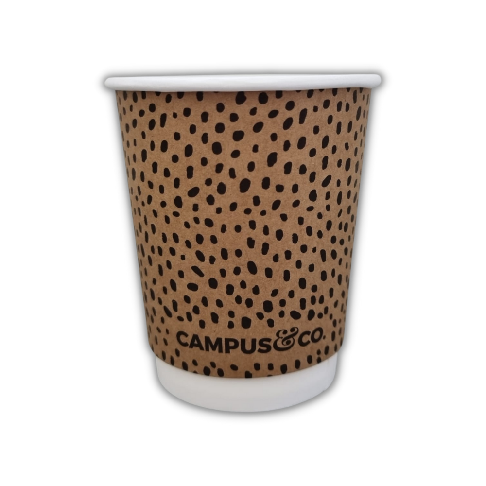 Campus & Co Double Wall ECO PLA Coffee Cup Abstract on Kraft 25pk