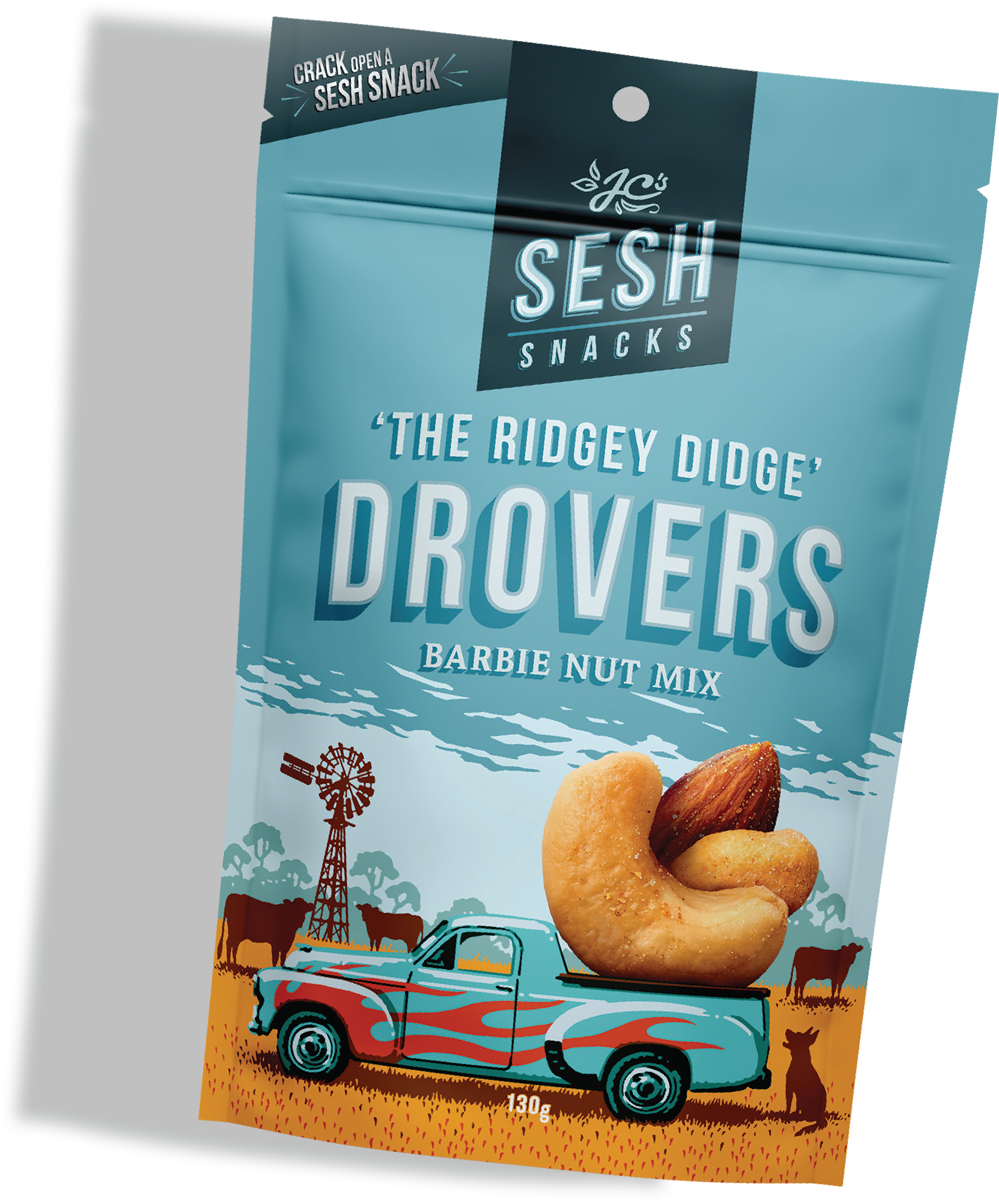 JC's Sesh Snacks The Ridgey Didge Drover's Mix 130g