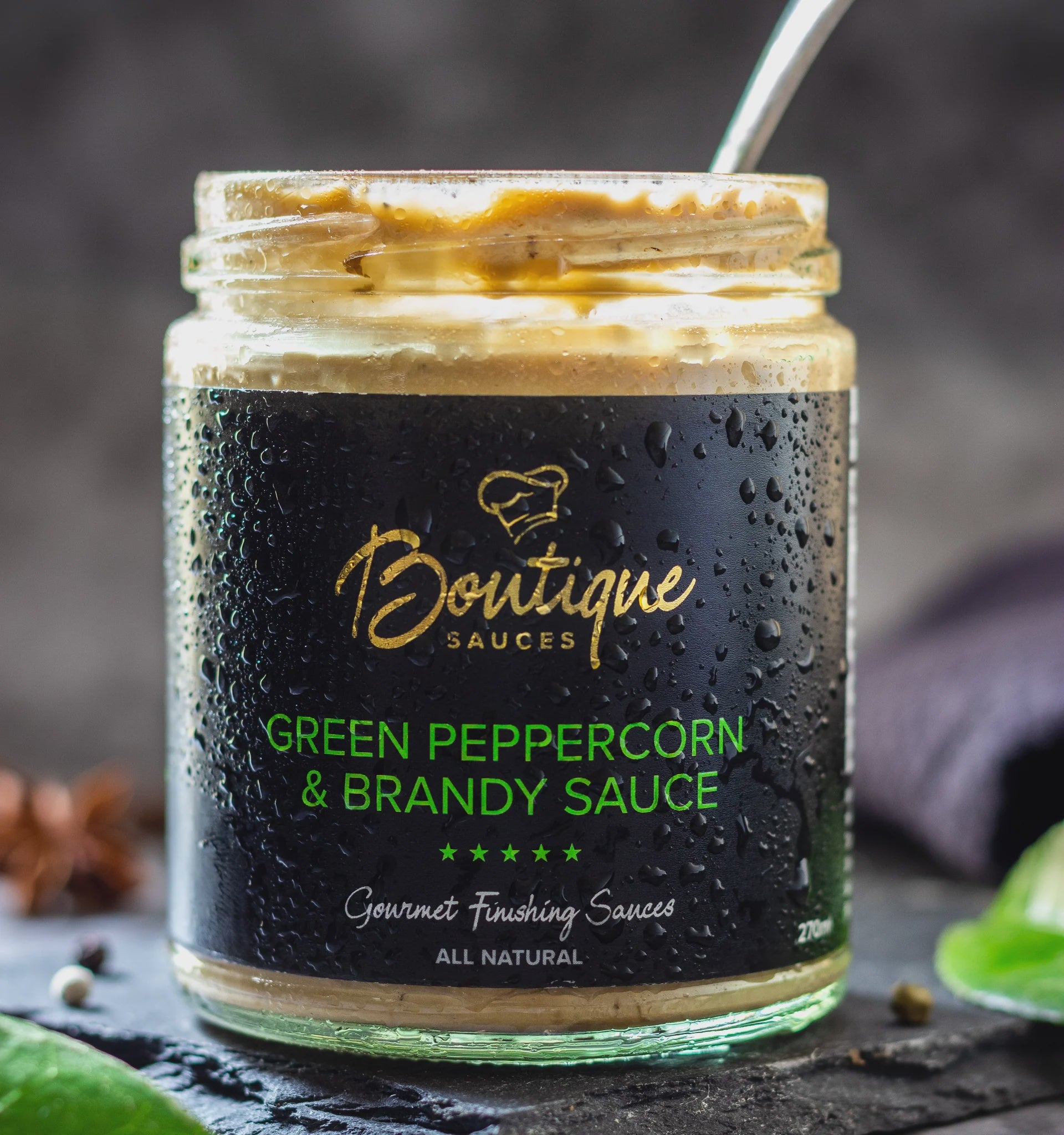 Boutique Sauces GREEN PEPPERCORN & BRANDY SAUCE - 270mls