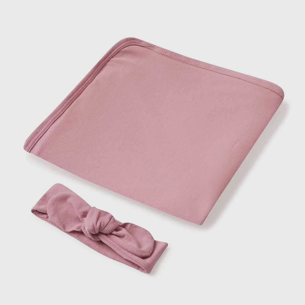 Snuggle Hunny Jewel Pink Baby Jersey Wrap & Topknot Set