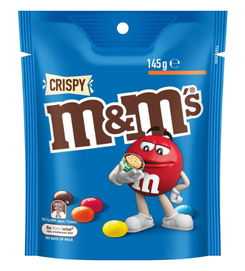 M&Ms Crispy Milk Chocolate Snack & Share Bag 145g