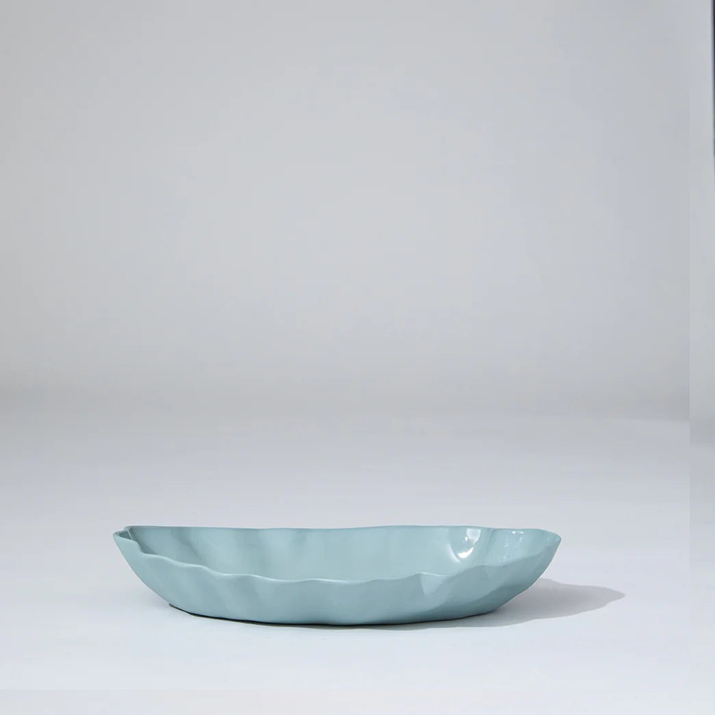 Ruffle Rectangle Platter (M) - Light Blue