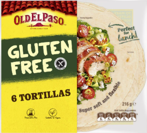 Old El Paso Gluten Free Tortillas 6pk 216g