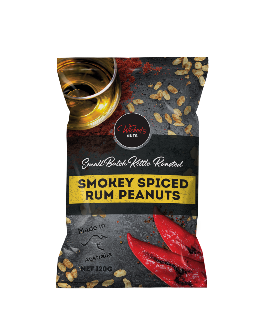 Wicked Nuts Smokey Spiced Rum Peanuts 120g