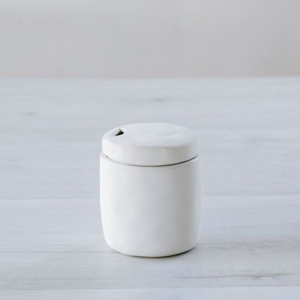 Flax Sugar Pot - White