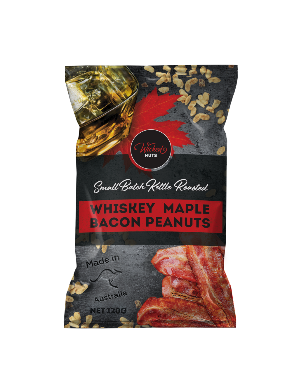 Wicked Nuts Whiskey Maple Bacon Peanuts 120g