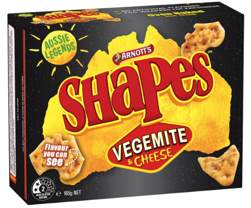 Arnotts Shapes Vegemite & Cheese Crackers 165g