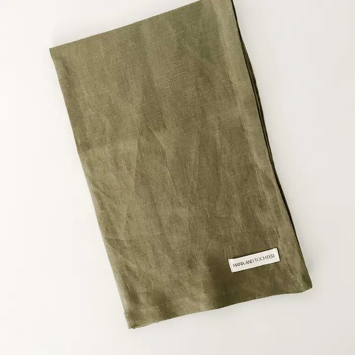 Pure French Linen Tea Towel - Olive