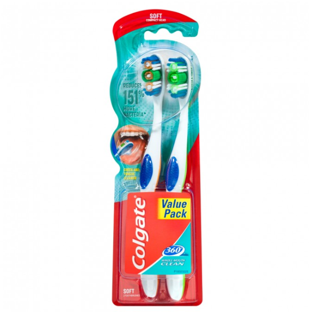 Colgate 360 Clean Soft Toothbrush 2 pk