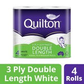 Quilton Double Length 3ply Quilted Toilet Tissue 4pk