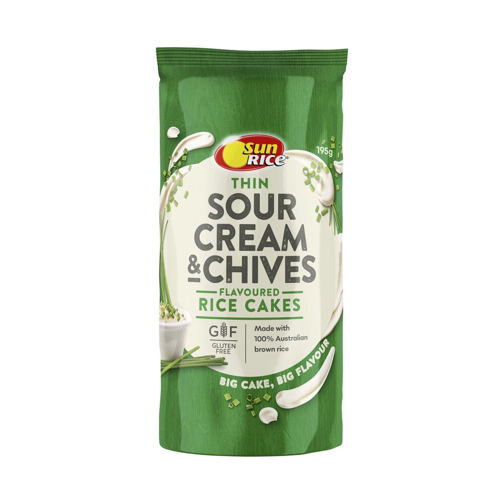 Sunrice Rice Cakes Thin Sour Cream & Chives 160g