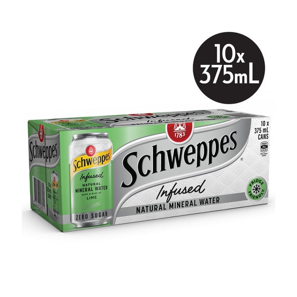 Schweppes Sparkling Water Lime 375mL 10 pack