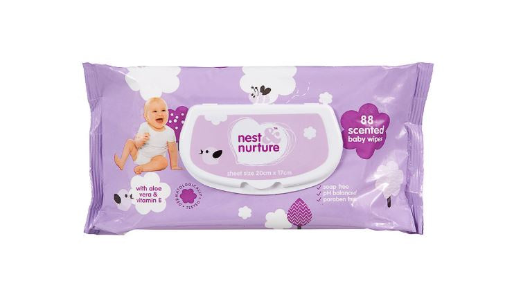 Nest and Nurture Scented Baby Wipes 88pk