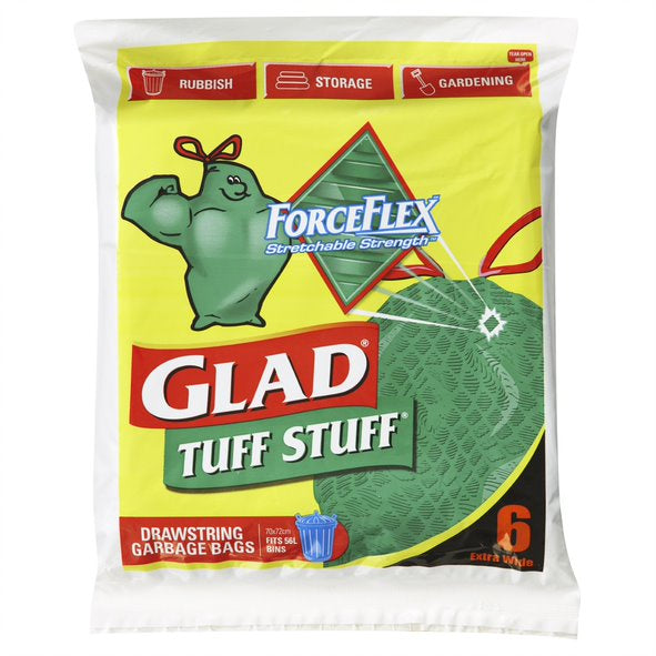 Glad Tuff Stuff Drawstring Extra Wide Garbage Bags 6pk