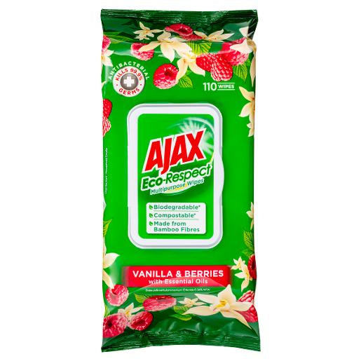 Ajax Antibac Vanilla & Berry Wipes 110pk