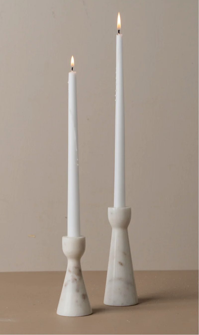 Muum Marble Candle Holders - Set of 2 - White