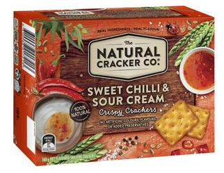 The Natural Cracker Co. Sweet Chilli Sour Cream Crackers 160g