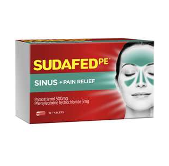 Sudafed PE Sinus & Pain relief Tablets x 10