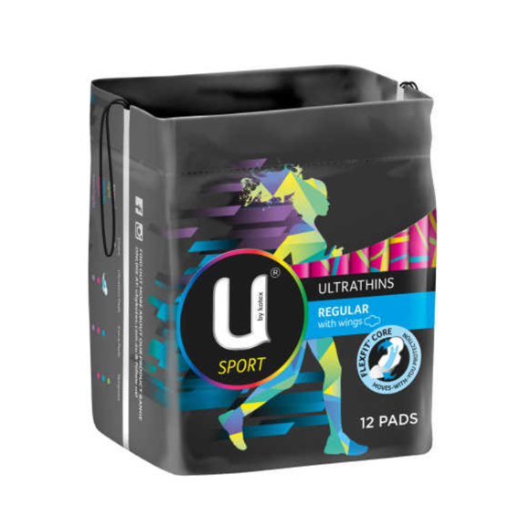 U by Kotex Ultrathins Sport Regular with Wings 12 pack