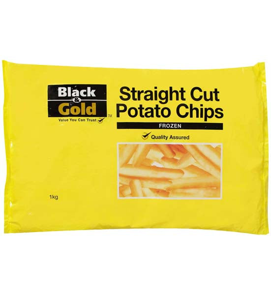 Black and Gold Straight Cut Frozen Chips 1kg