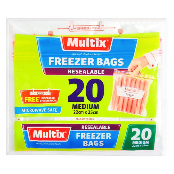 Multix Resealable Freezer Bags Medium 20pk