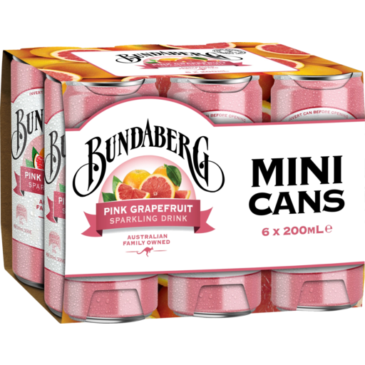 Bundaberg Pink Grapefruit Mini Cans 6x200ml