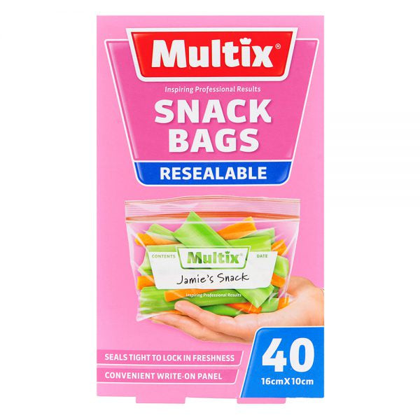 Multix Snack Clip Seal Bags 16cm x 10cm 40pk