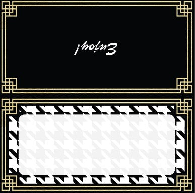 Houndstooth Black and White with Gold BorderTent Style Paper Place Cards 25pk