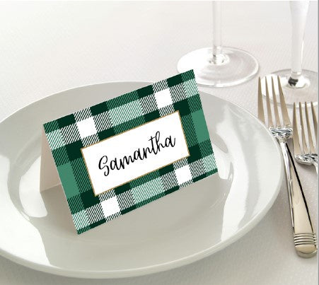 Manor Road Paper Place Cards Classic Green Plaid 45pk