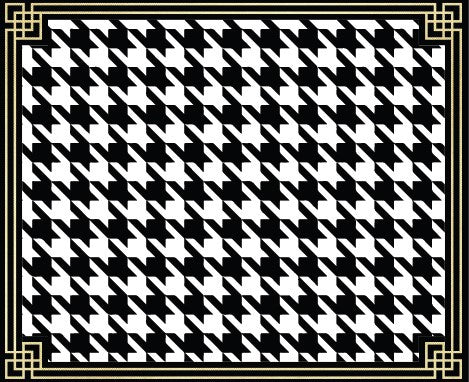 Houndstooth Black White with Gold Border Square Paper Placemats 25pk