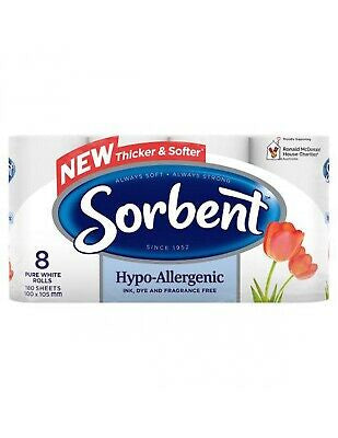 Sorbent Toilet Tissue Hypo-allergenic 8 pack